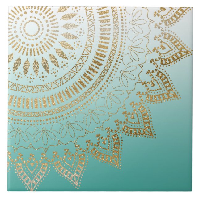 Pretty hand drawn tribal mandala elegant design tile (Front)