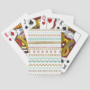 Pretty hand paint tribal Aztec geometric design Playing Cards