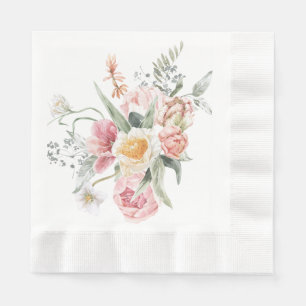 Pretty Hand Painted Posy of flowers Napkin