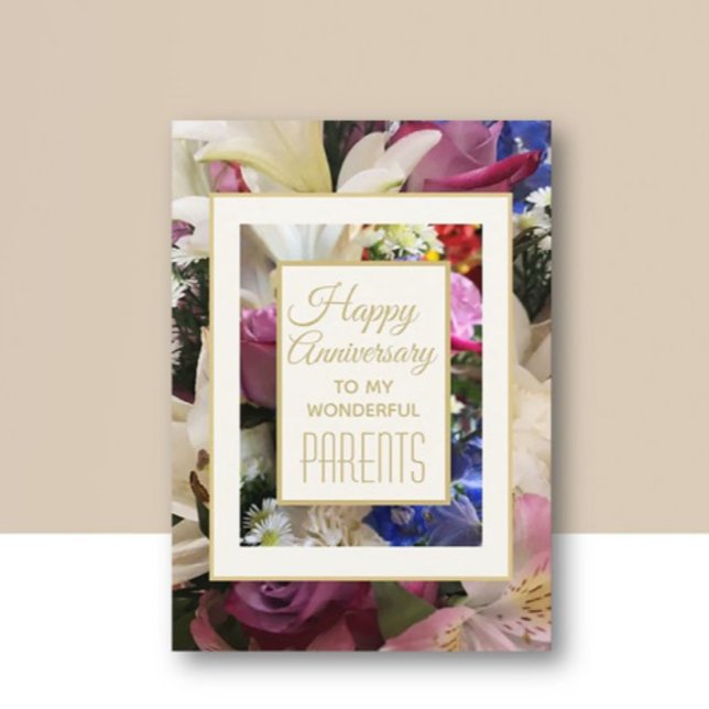 Pretty! Happy Anniversary to Parents greeting card (Creator Uploaded)