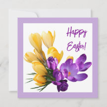 Pretty Happy Easter purple yellow crocus floral