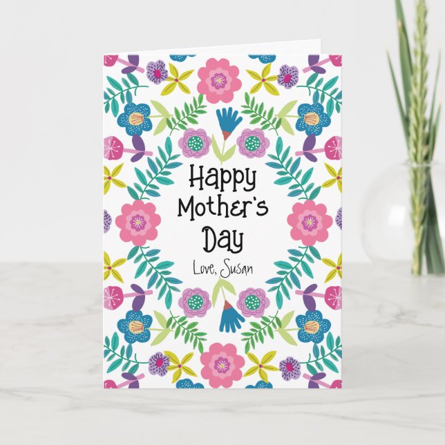Pretty Happy Mother’s Day Floral  Card (Front)