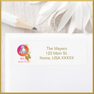Pretty Hat and Mittens Winter Season Bright Return Address Label