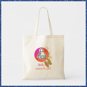 Pretty Hat and Mittens Winter Season Bright Tote Bag