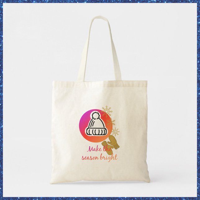 Pretty Hat and Mittens Winter Season Bright Tote Bag (Creator Uploaded)