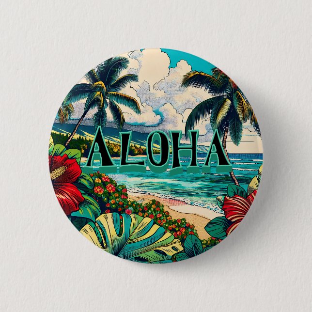 Pretty Hawaiian Island themed 6 Cm Round Badge (Front)