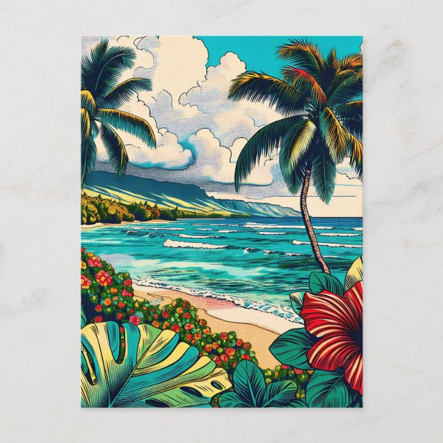 Pretty Hawaiian Island themed | Keeping in Touch Postcard (Front)