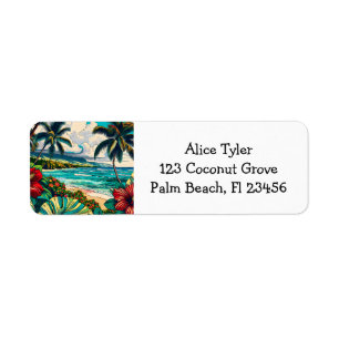Pretty Hawaiian Island themed Return Address Label