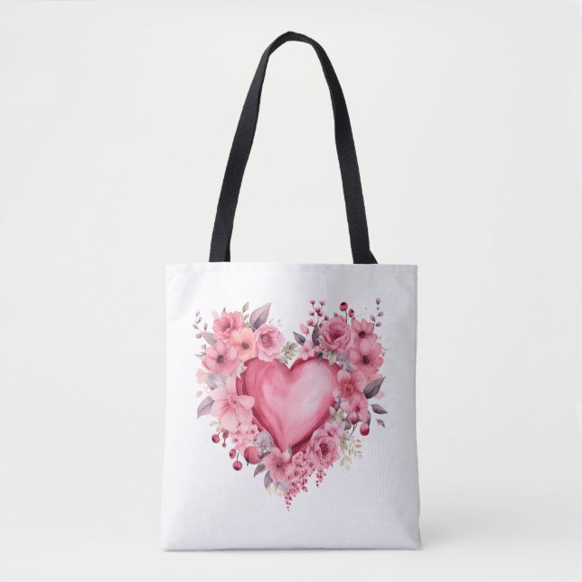 Pretty Heart and Flowers Tote (Front)