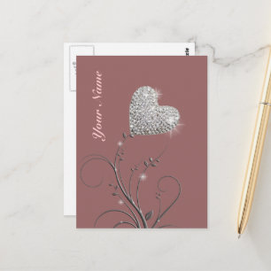 pretty heart jewel flower postcard