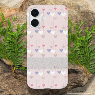 Pretty heart pattern in pink Girly lace  iPhone 16 Case