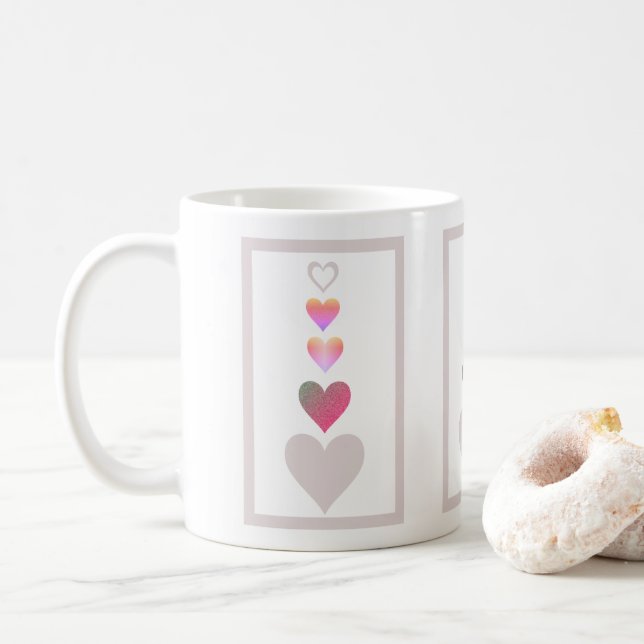 Pretty Hearts Cute Simple Modern Coffee Mug (With Donut)