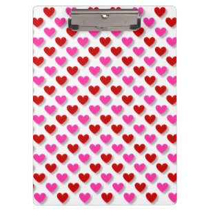 Pretty Hearts Of Pink And Red On White  Clipboard