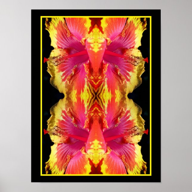 Pretty Hibiscus Flower Close Up Abstract  Poster (Front)