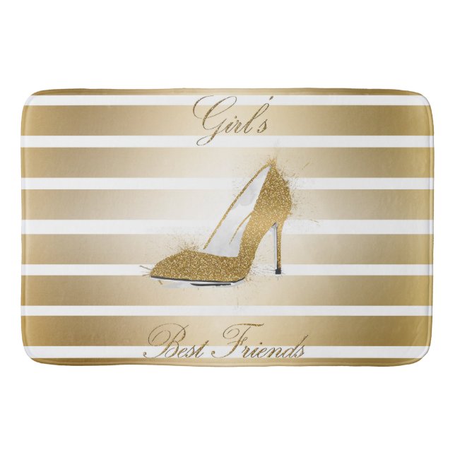 Pretty High heels shoe “Girls best Friends” Bath Mat (Front)
