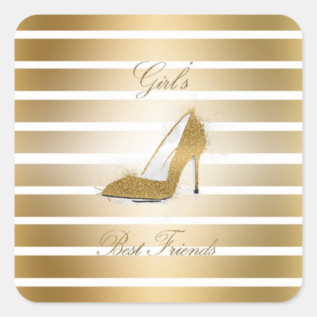 Pretty High heels shoe “Girls best Friends” Square Sticker (Front)
