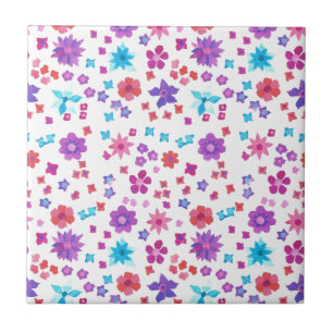 Pretty Hippy Flower-Power Ceramic Tile