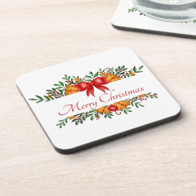 Pretty holiday banner custom coaster (Left Side)