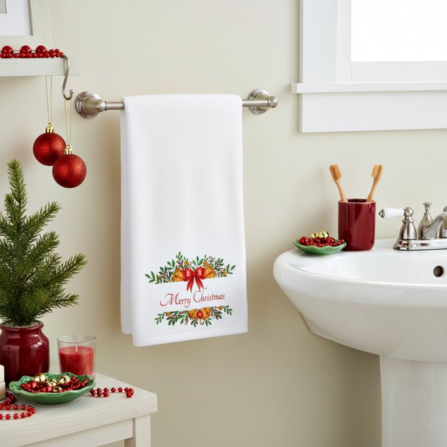 Pretty holiday banner custom hand towel (Creator Uploaded)