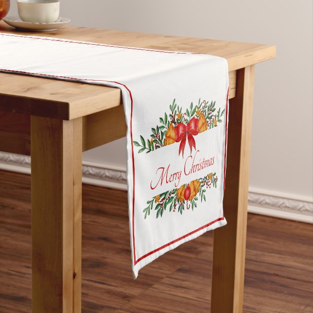 Pretty holiday banner custom short table runner (In Situ)