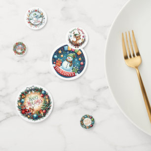 PRETTY HOLIDAY CHRISTMAS NEW YEAR WREATHS CONFETTI