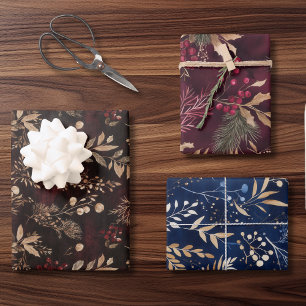 Pretty Holiday Foliage Christmas Wrapping Paper Sheet
