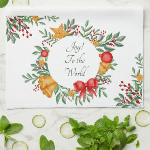 Pretty holiday frame custom tea towel