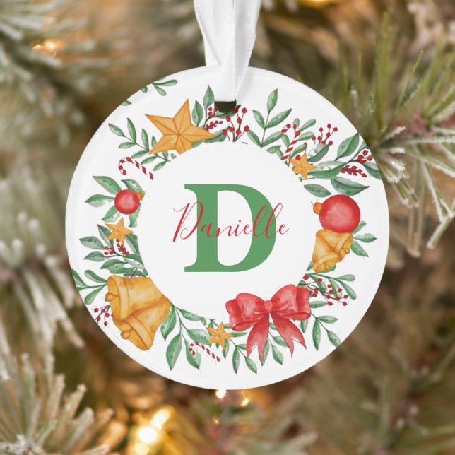 Pretty holiday frame personalised ornament (Tree)