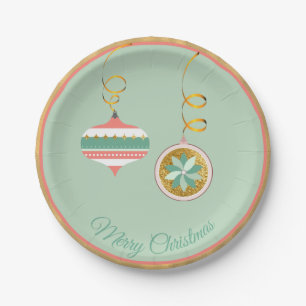 Pretty Holiday Ornaments Party Paper Plate