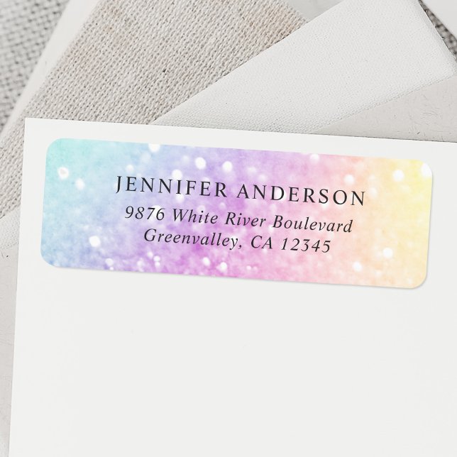 Pretty Holographic Glitter Girly Glamorous Return Address Label (Creator Uploaded)