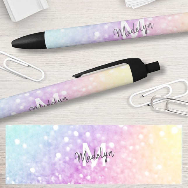 Pretty Holographic Glitter Girly Glamourous Black Ink Pen (Creator Uploaded)