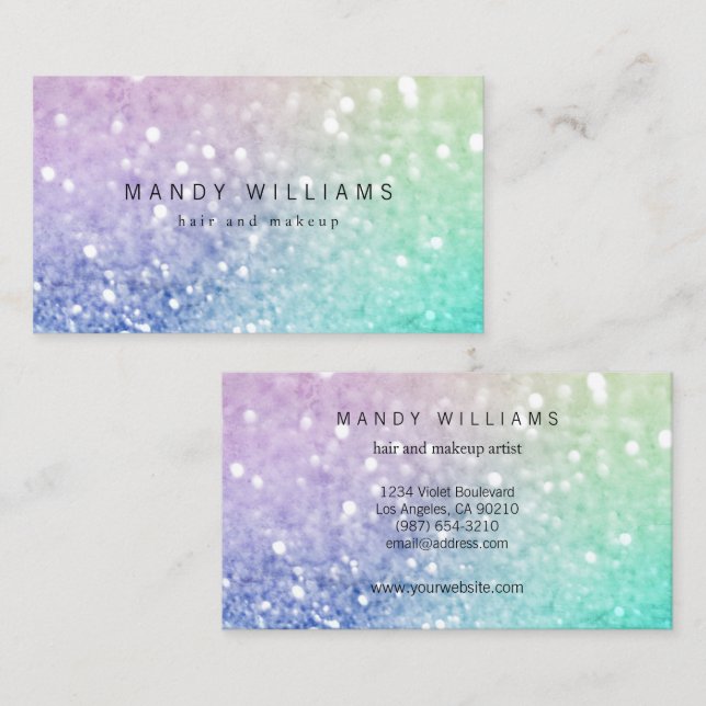 Pretty Holographic Glitter Girly Glamourous Business Card (Front/Back)
