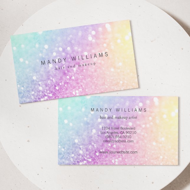 Pretty Holographic Glitter Girly Glamourous Business Card (Creator Uploaded)