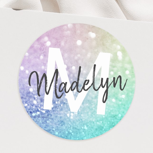 Pretty Holographic Glitter Girly Glamourous Classic Round Sticker (Creator Uploaded)