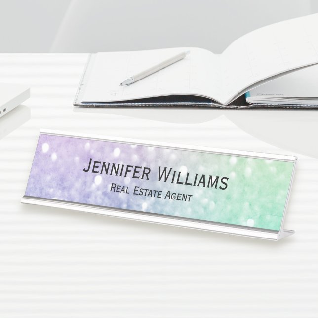 Pretty Holographic Glitter Girly Glamourous Desk Name Plate (Creator Uploaded)