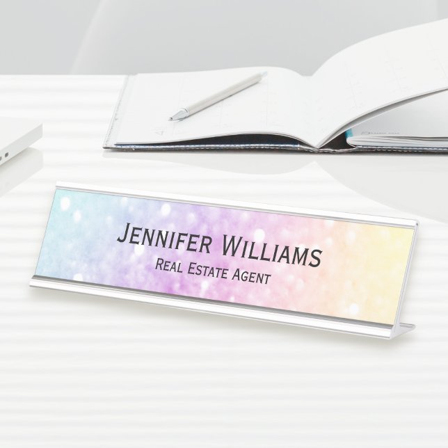 Pretty Holographic Glitter Girly Glamourous Desk Name Plate (Creator Uploaded)