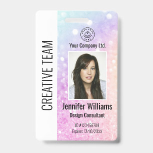 Pretty Holographic Glitter Girly Glamourous ID Badge