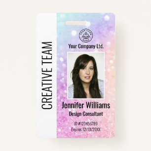 Pretty Holographic Glitter Girly Glamourous ID Badge