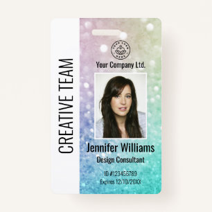 Pretty Holographic Glitter Girly Glamourous ID Badge
