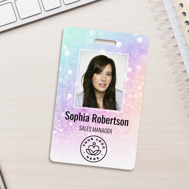 Pretty Holographic Glitter Girly Glamourous ID Badge (Creator Uploaded)