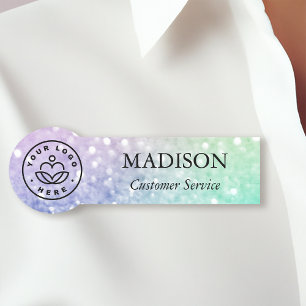 Pretty Holographic Glitter Girly Glamourous Name Tag