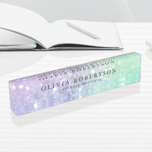 Pretty Holographic Glitter Girly Glamourous Nameplate