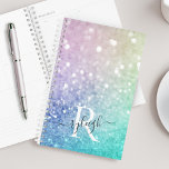 Pretty Holographic Glitter Girly Glamourous Planner<br><div class="desc">Easily personalise this elegant colourful bokeh glitter pattern with your custom details.</div>