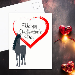 Pretty Horse and Heart Happy Valentine's Day Holiday Postcard