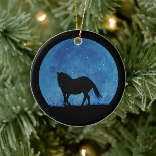 Pretty Horse and Moon Christmas Ornament