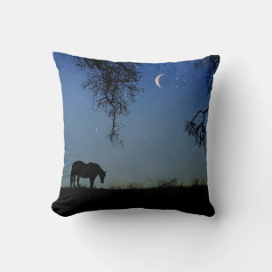 Pretty Horse and Moon Throw Pillow