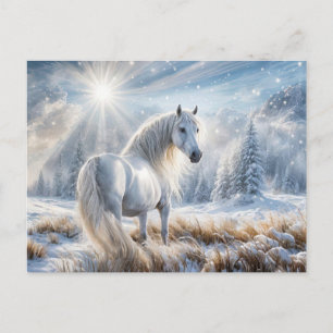 Pretty Horse and Snow Christmas Holiday Postcard