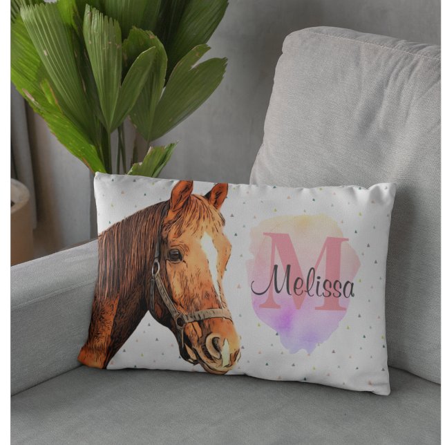 Pretty Horse Animal Equestrian Stables Monogram  Decorative Cushion (Creator Uploaded)