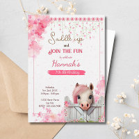 Pretty Horse Birthday Pink Floral Equestrian Farm