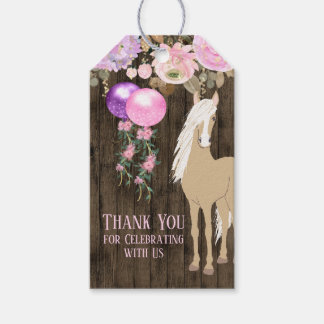 Pretty Horse Floral Barnwood Birthday Favour Tag